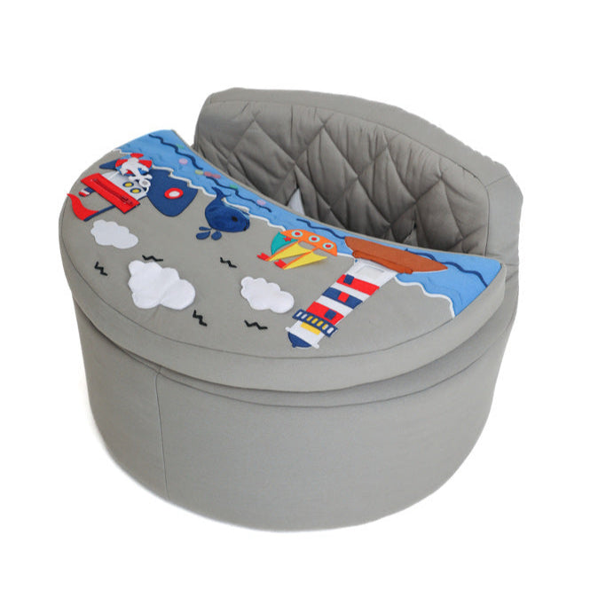 Activity armchair round Activity armchair Rondo grey with sailor cushion