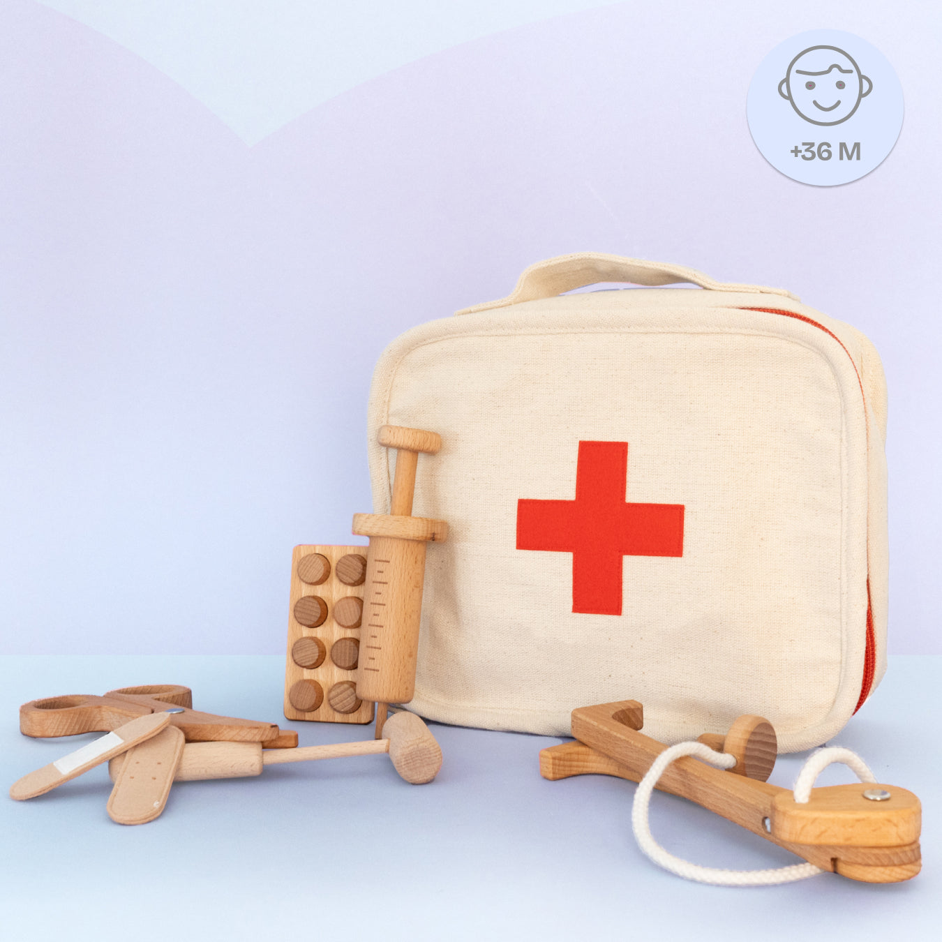 wooden toy doctor set