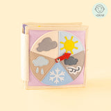 Mini Quiet Book Schneeflocke bis Sonnenschein  Stoffbuch zum Anziehen, Jahreszeiten lernen & Selbstständigkeit fördern